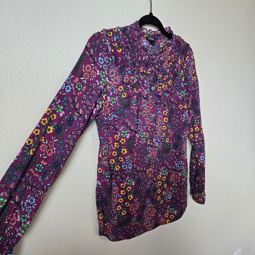 Talbots Womens Purple Floral Ruffle Blouse Top Small, Cottagecore Boho Victorian - Picture 3 of 9
